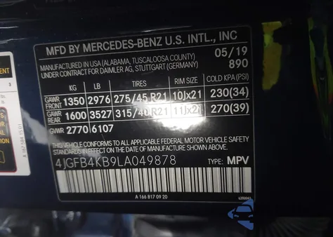 2020 Mercedes-Benz Gle 350 4Matic z USA, uszkodzony, nr VIN 4JGFB4KB9LA049878